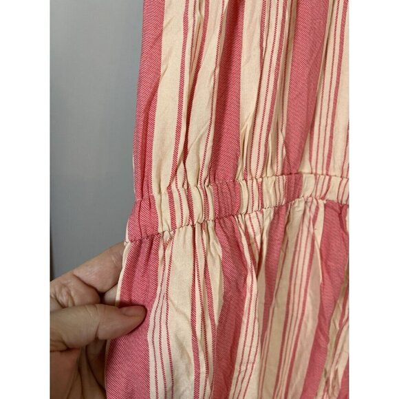 Torrid Striped Dress 3X Pink Milkmaid Midi Feminine Coverup Beach Neutral Retro - Picture 9 of 14